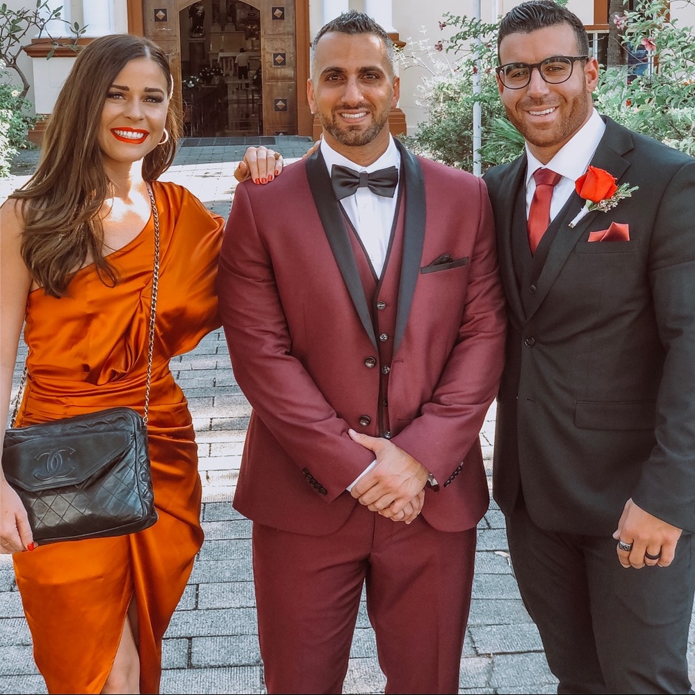 Burnt Orange Silk Midi Dress